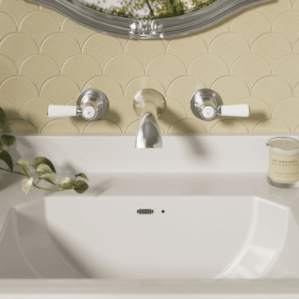 Claremont 3-Hole Wall Mounted Lever Basin Mixer Tap