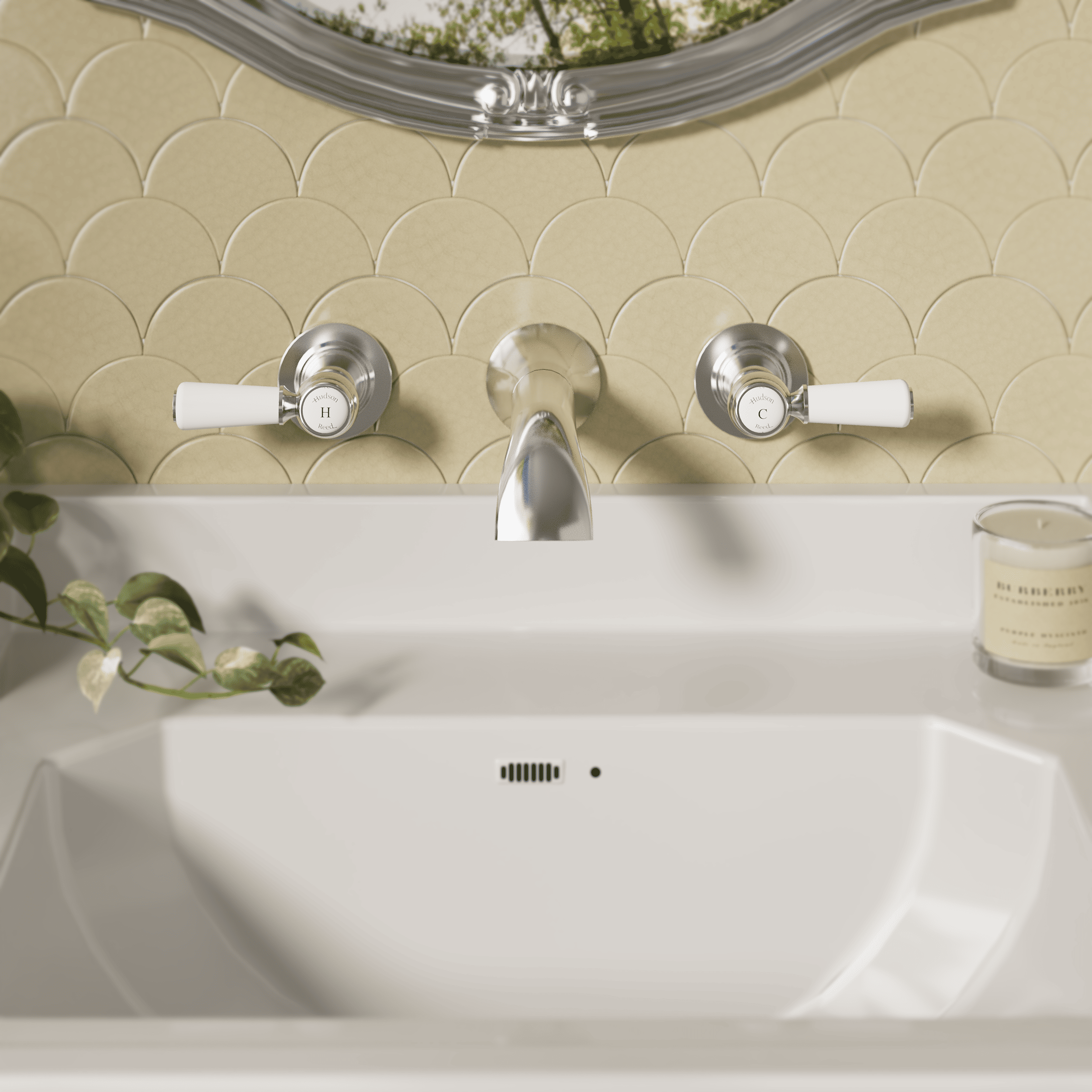 Claremont Topaz 3-Hole Wall Mounted Lever Basin Mixer Tap
