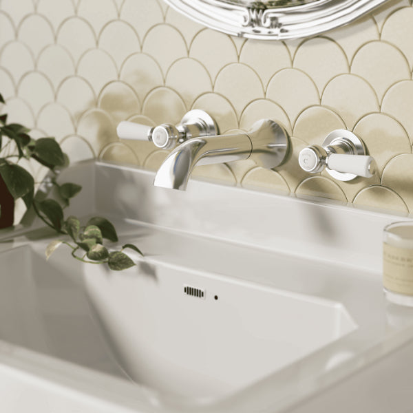 Claremont 3-Hole Wall Mounted Lever Basin Mixer Tap