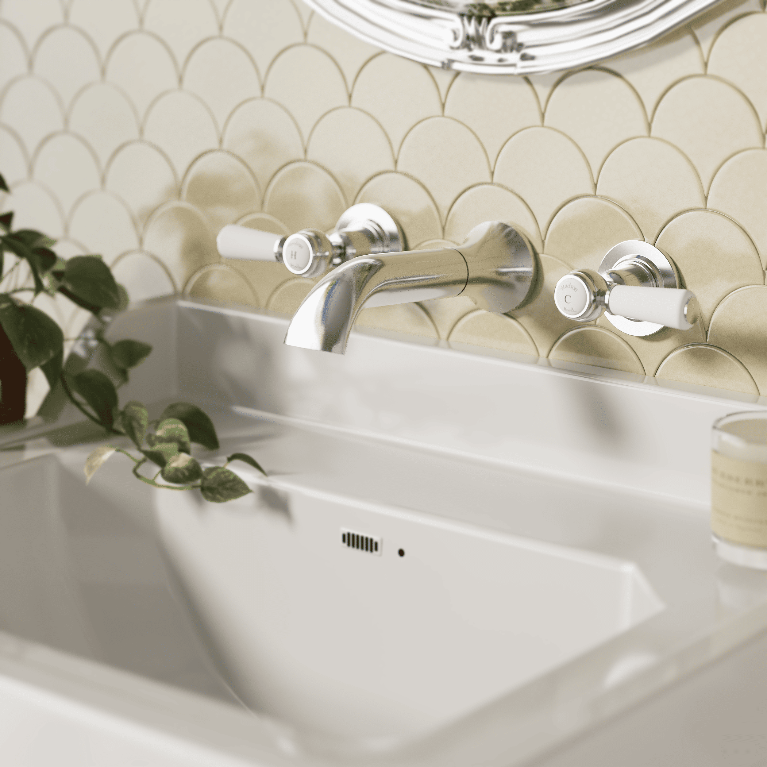 Claremont Topaz 3-Hole Wall Mounted Lever Basin Mixer Tap