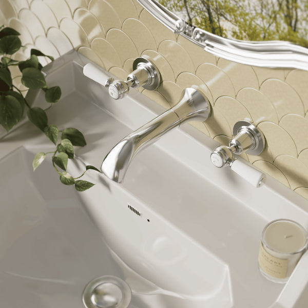 Claremont 3-Hole Wall Mounted Lever Basin Mixer Tap