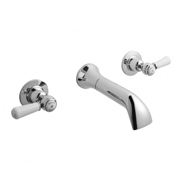 Claremont Topaz 3-Hole Wall Mounted Lever Basin Mixer Tap