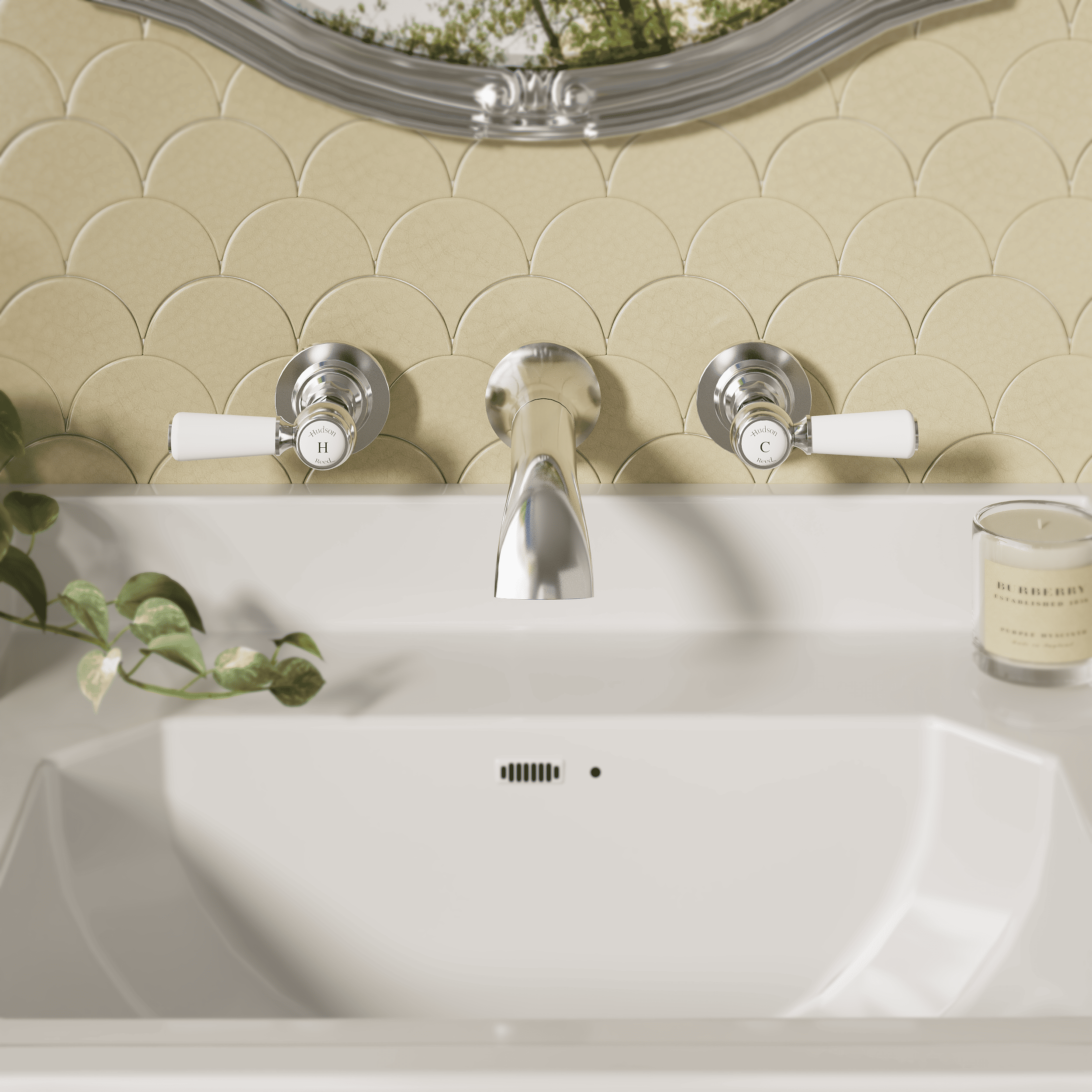 Claremont Topaz Lever 3 Hole Wall Mounted Basin Mixer Tap