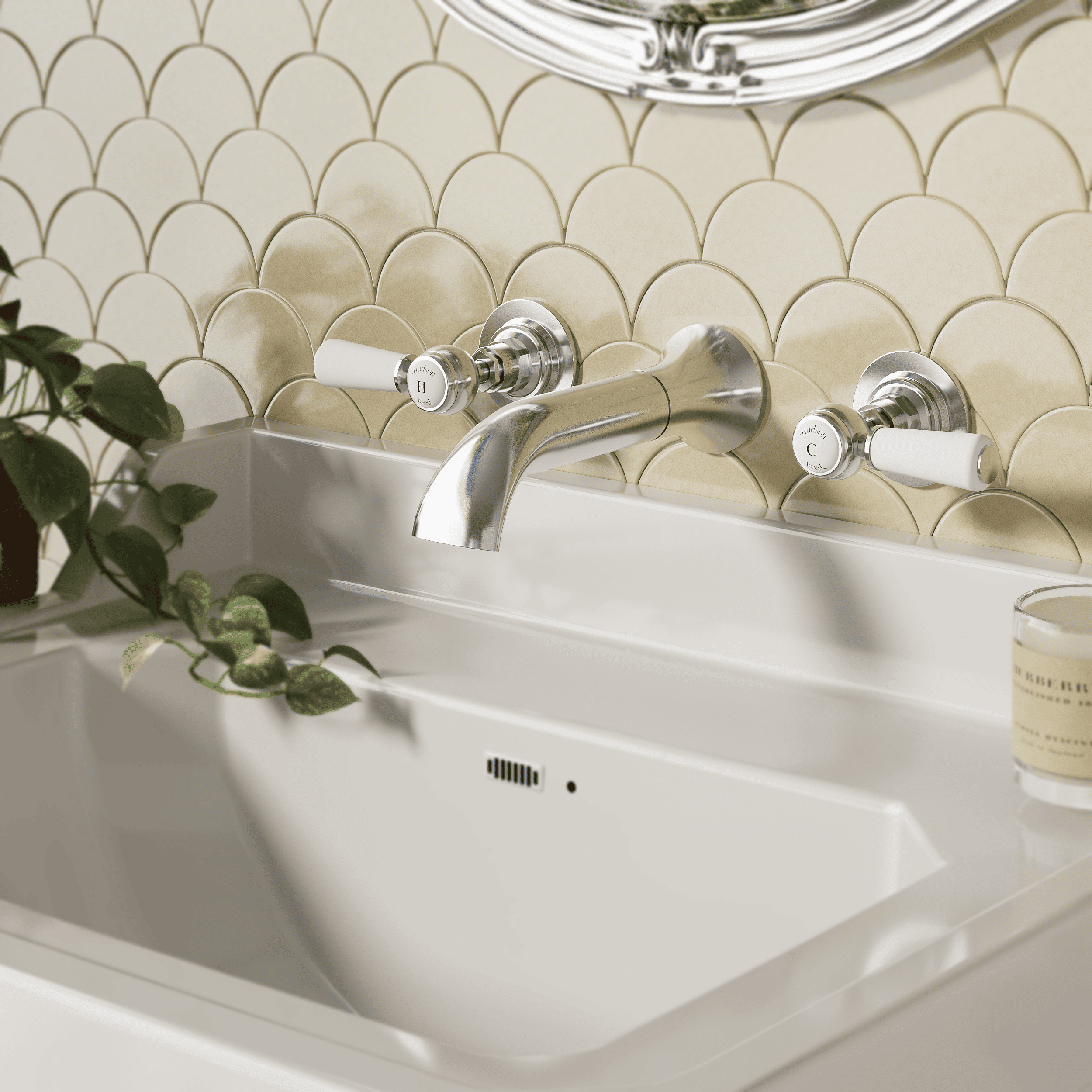 Claremont Topaz Lever 3 Hole Wall Mounted Basin Mixer Tap