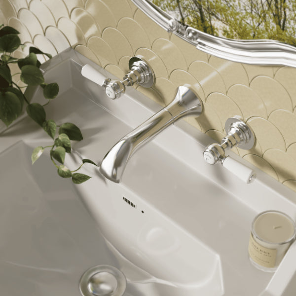 Claremont Lever 3 Hole Wall Mounted Basin Mixer Tap