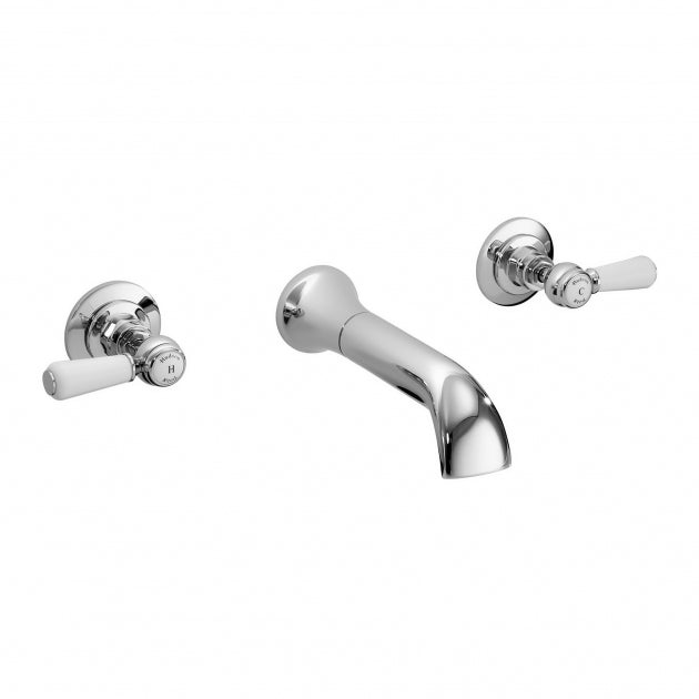 Claremont Topaz Lever 3 Hole Wall Mounted Basin Mixer Tap