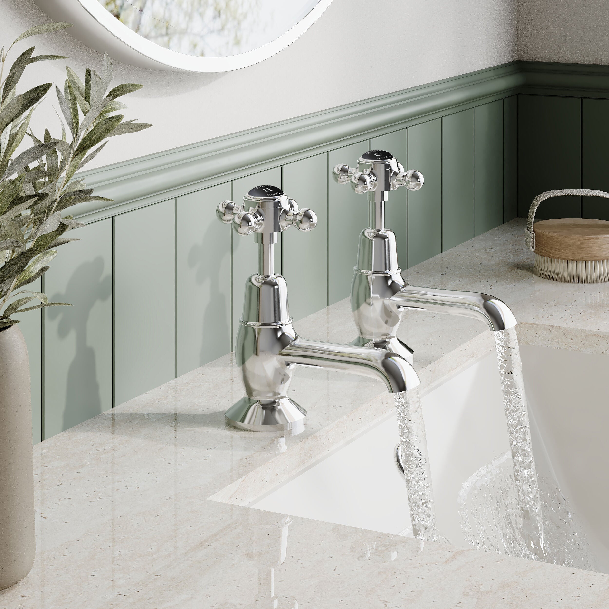Claremont Topaz Dome Basin Taps Pair