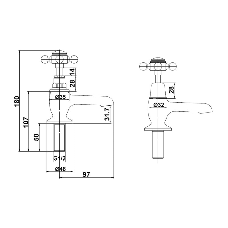 Claremont Topaz Dome Basin Taps Pair