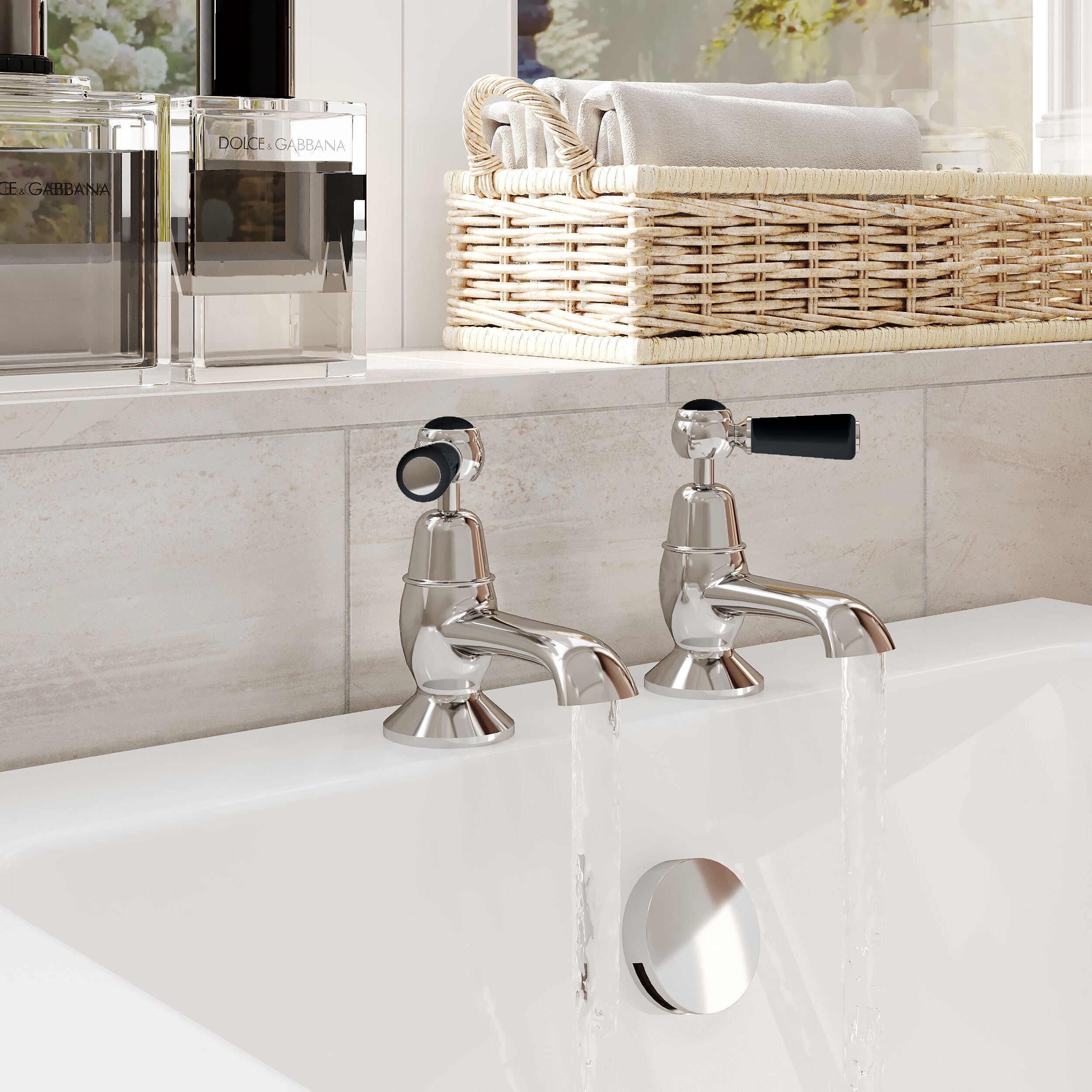 Claremont Topaz Dome Collar Lever Bath Pillar Taps
