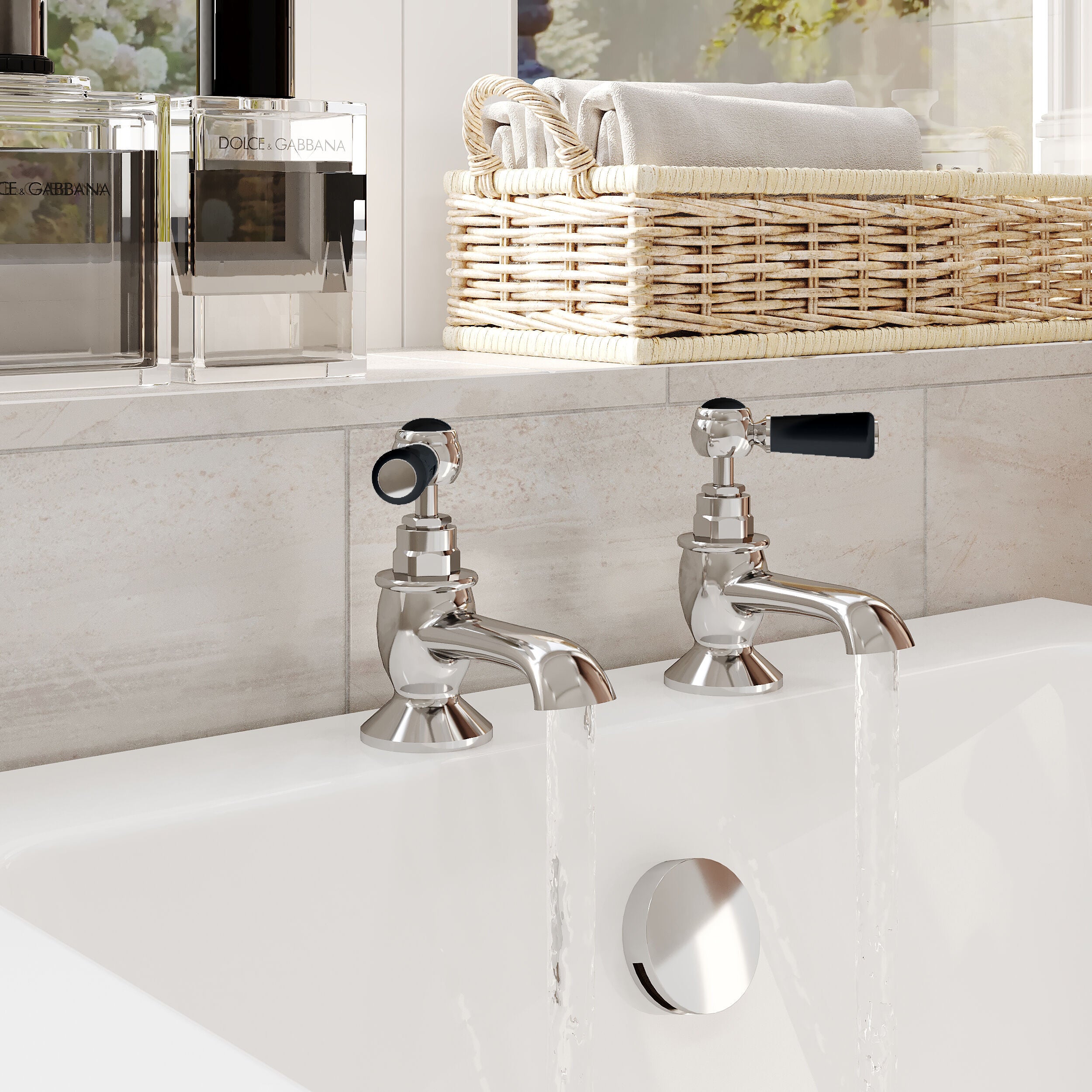 Claremont Topaz Lever Bath Pillar Taps