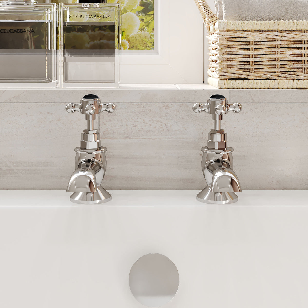 Claremont Topaz Hexagonal Crosshead Bath Taps