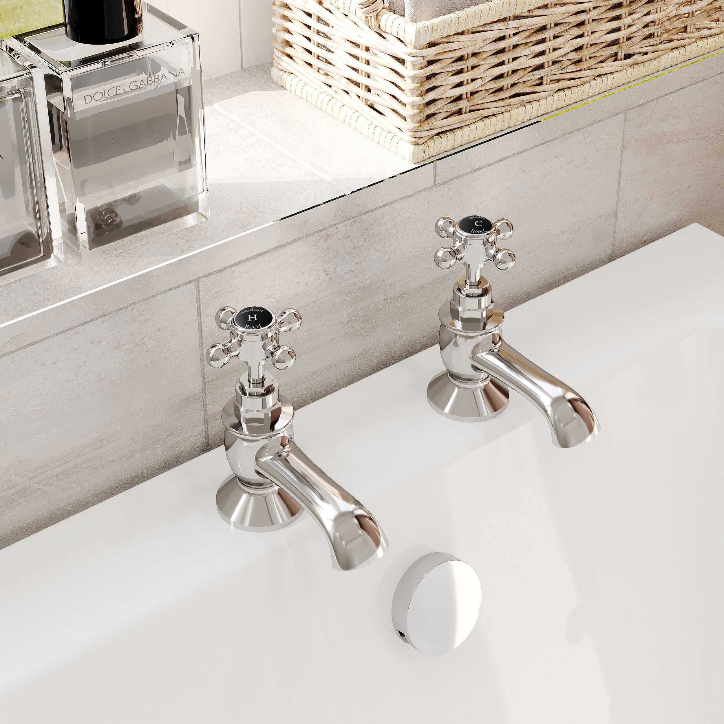 Claremont Topaz Hexagonal Crosshead Bath Taps