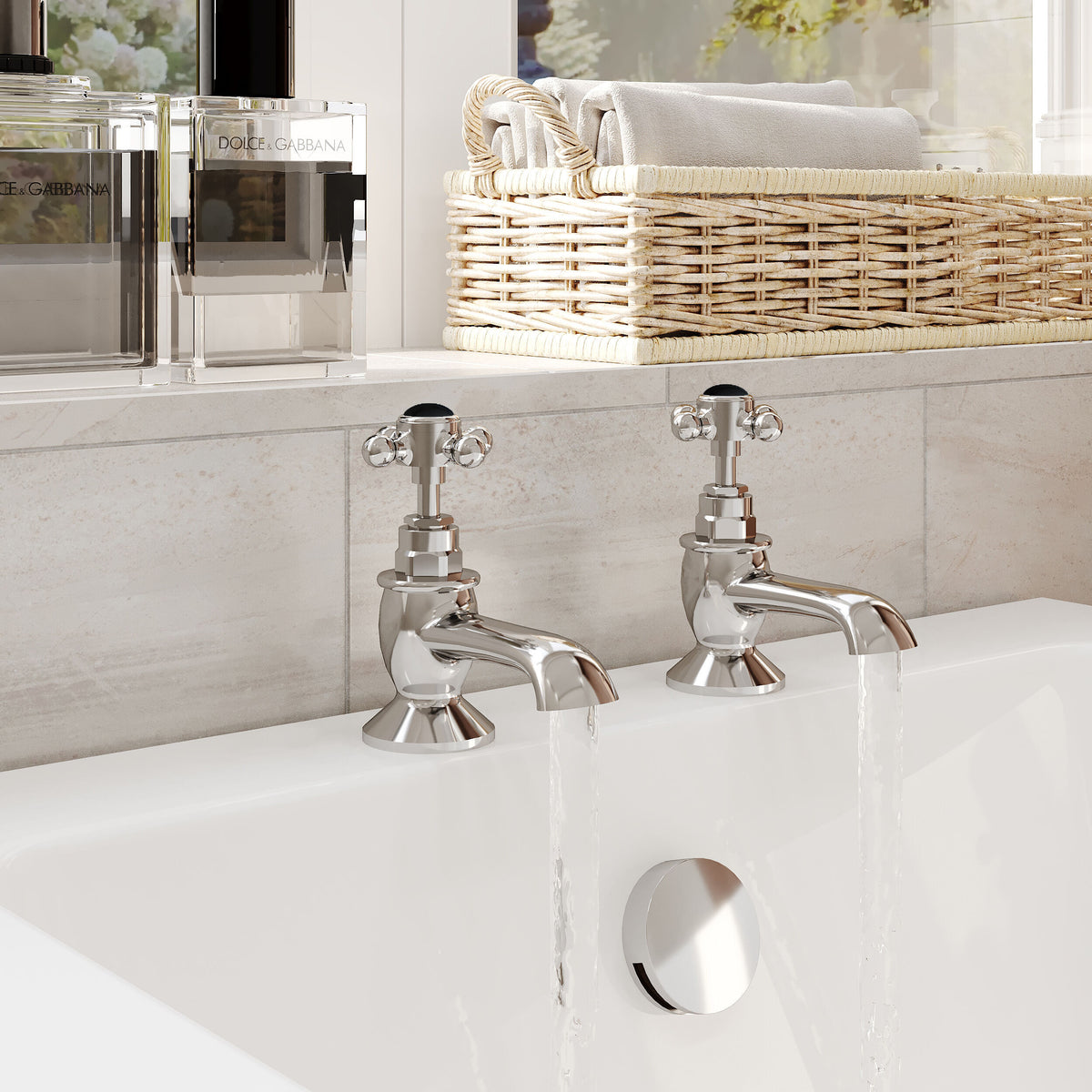 Claremont Topaz Hexagonal Crosshead Bath Taps