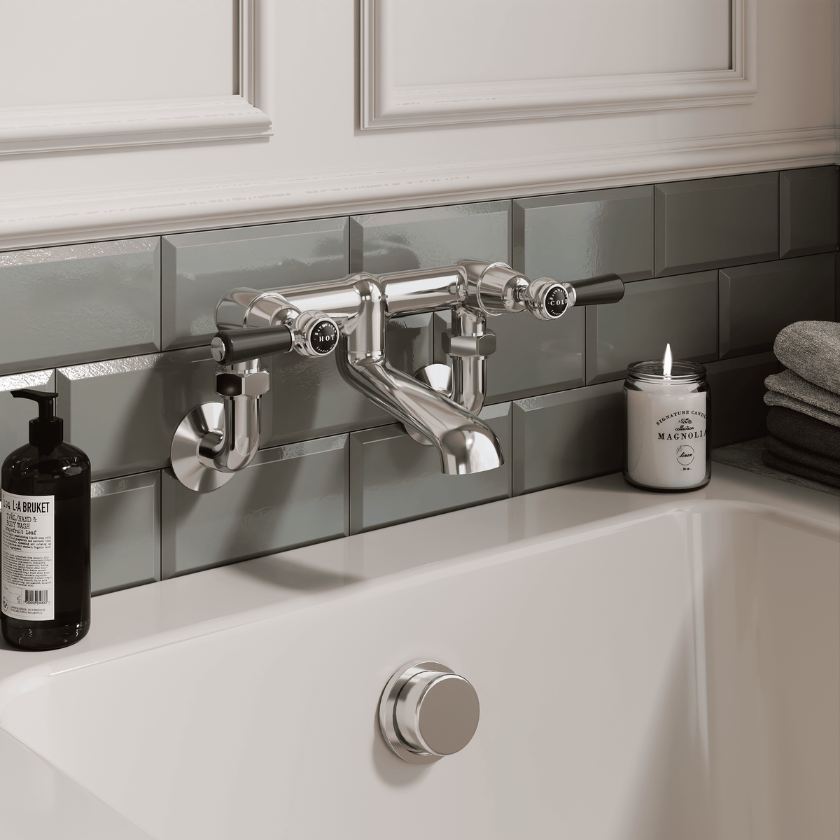 Claremont Topaz Wall Mounted Lever Bath Filler Tap