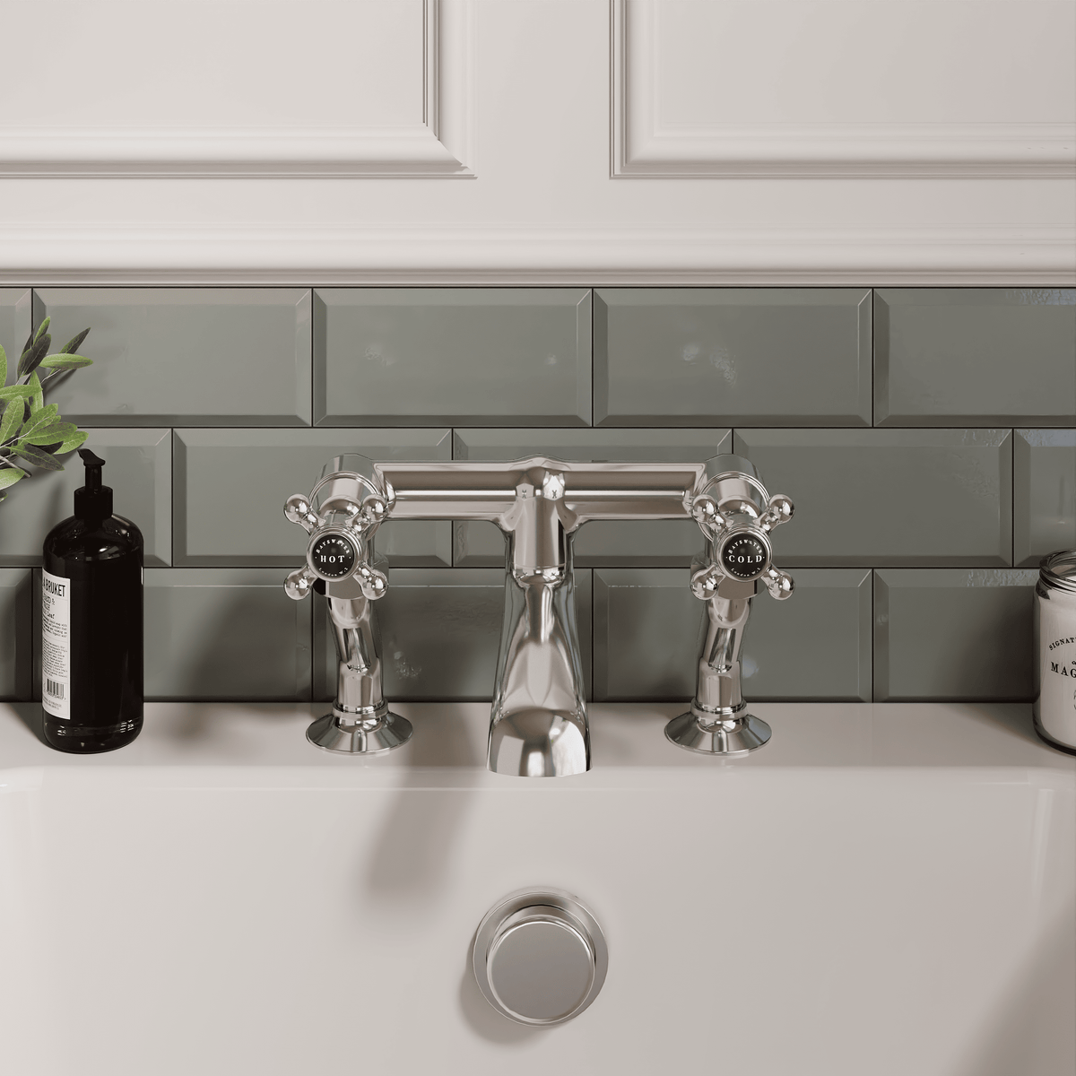 Claremont Topaz Crosshead Deck Mounted Bath Filler Tap