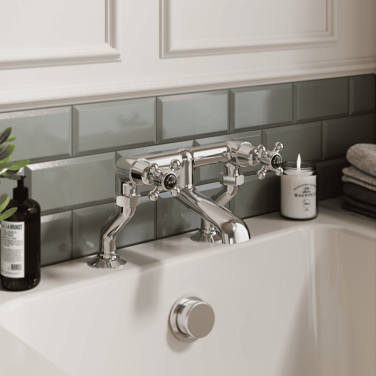 Claremont Topaz Crosshead Deck Mounted Bath Filler Tap
