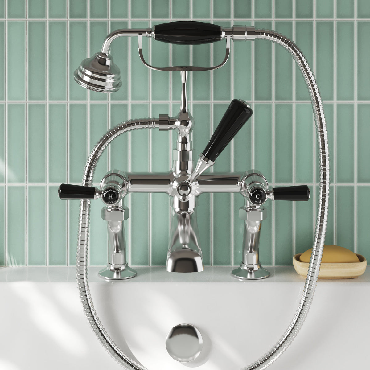 Claremont Topaz Deck Mounted Lever Bath Shower Mixer Tap