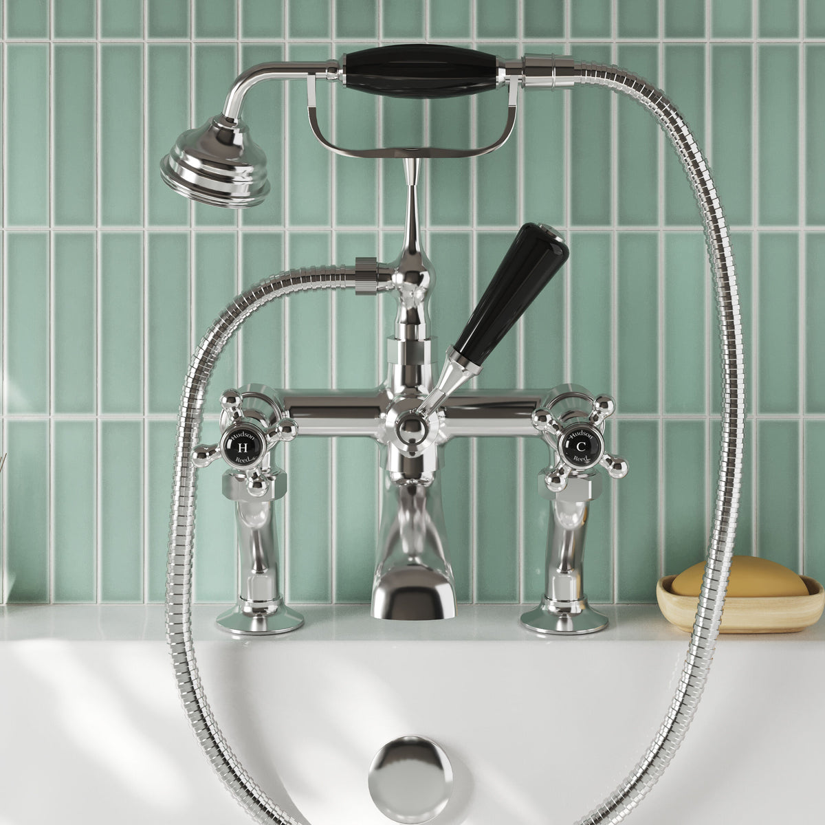 Claremont Topaz Dome Deck Mounted Bath Shower Mixer Tap