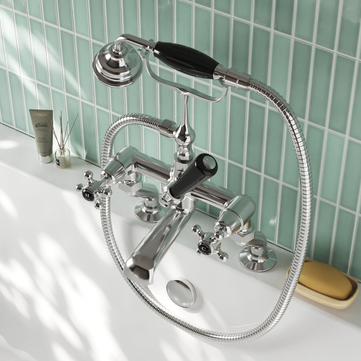 Claremont Topaz Dome Deck Mounted Bath Shower Mixer Tap