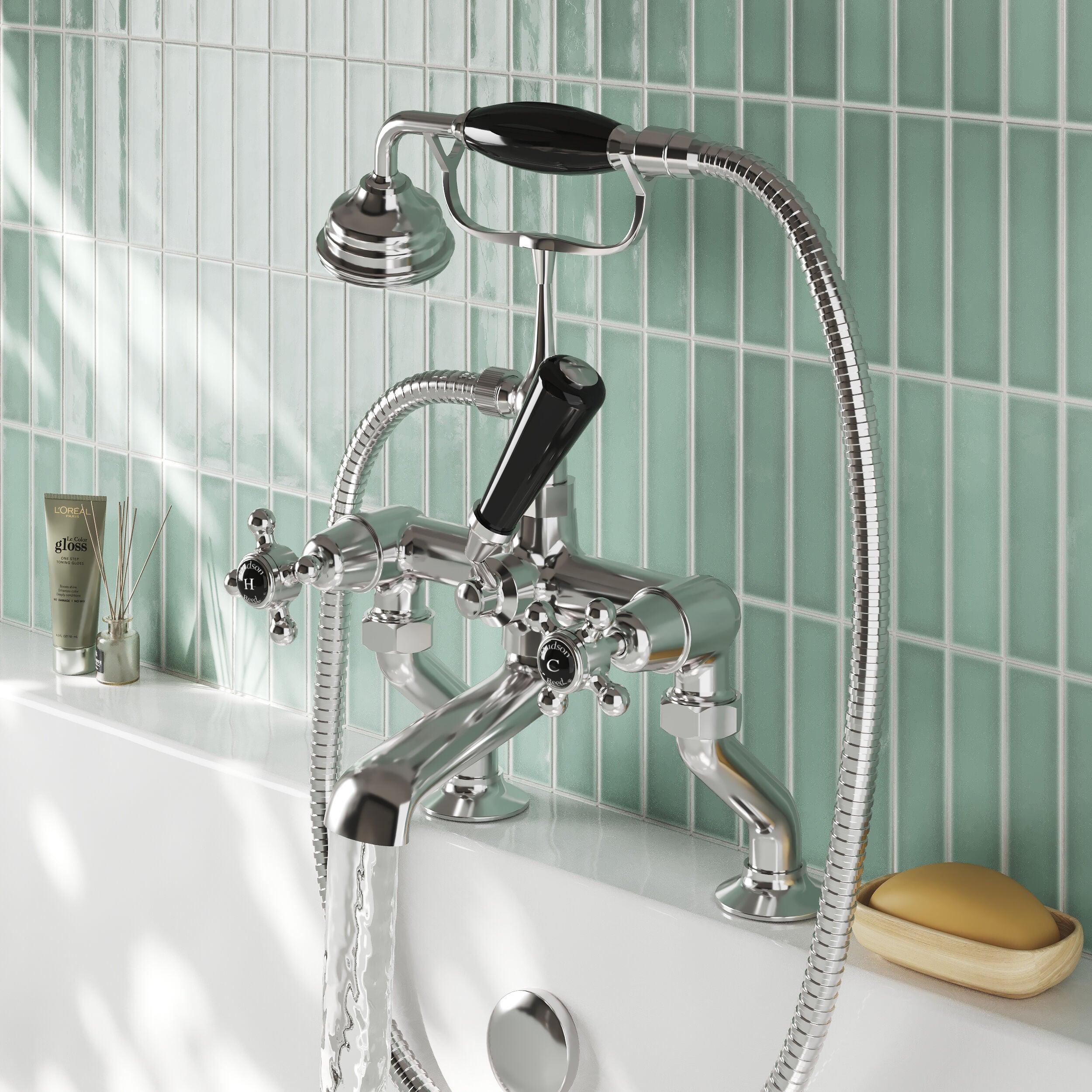 Claremont Topaz Dome Deck Mounted Bath Shower Mixer Tap