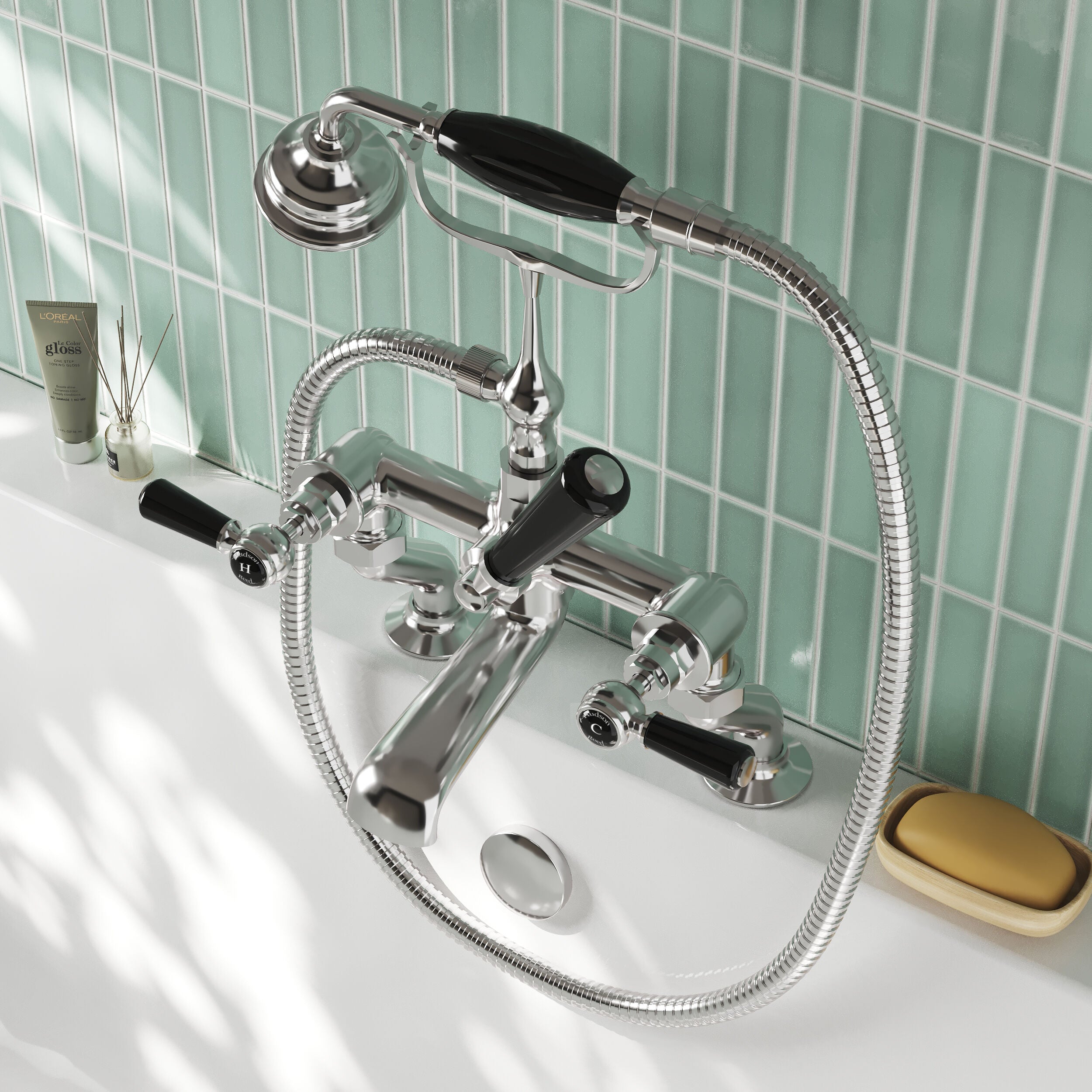 Claremont Topaz Deck Mounted Bath Shower Mixer Tap