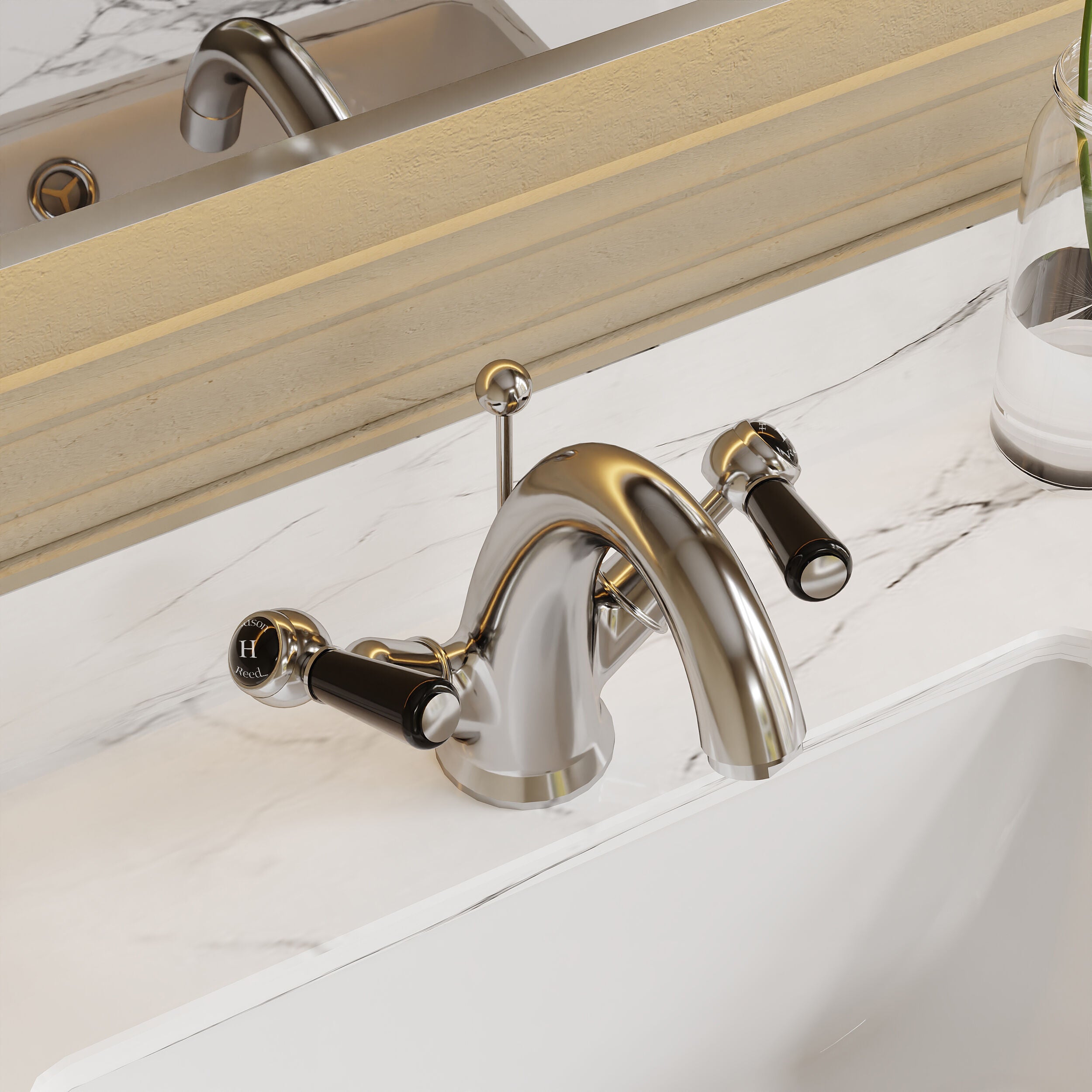 Claremont Topaz Dual Lever Mono Basin Mixer Tap with Pop Up Waste