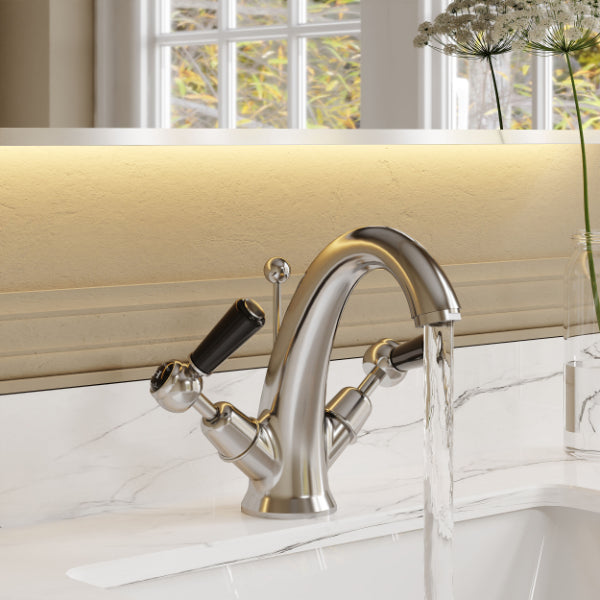Claremont Dual Lever Mono Basin Mixer Tap with Pop Up Waste