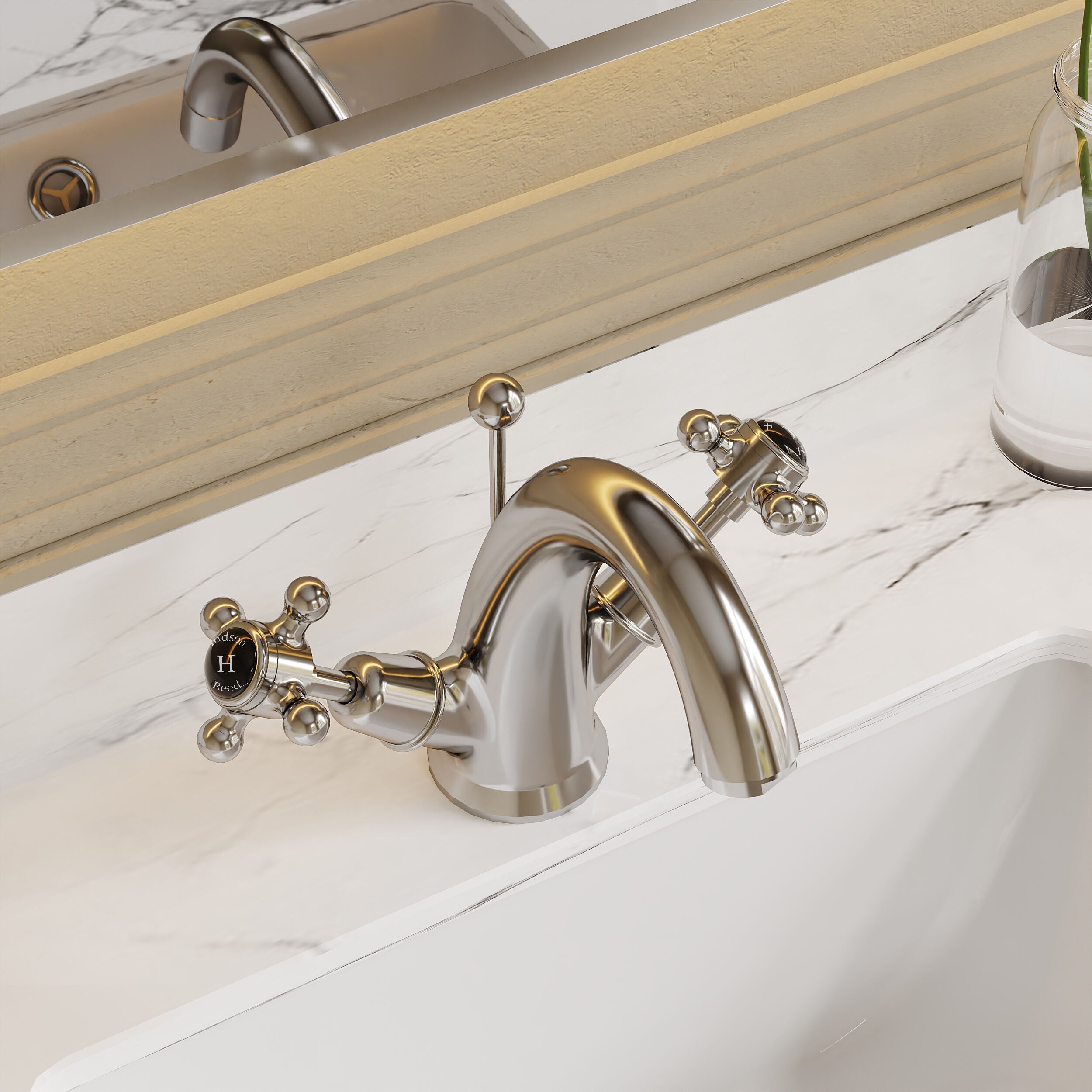 Claremont Topaz Dome Dual Handle Mono Basin Mixer Tap with Pop Up Waste