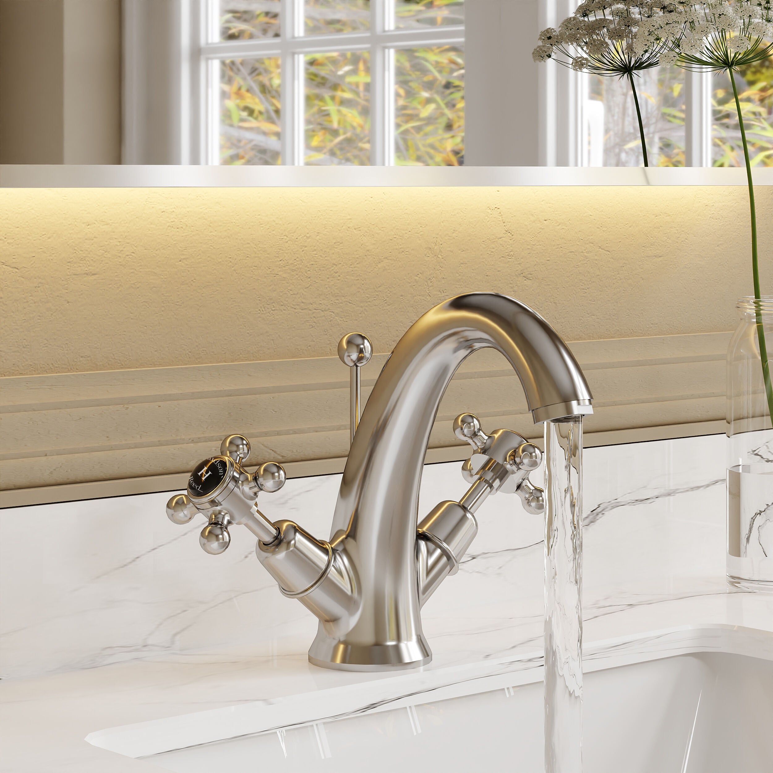 Claremont Topaz Dome Dual Handle Mono Basin Mixer Tap with Pop Up Waste