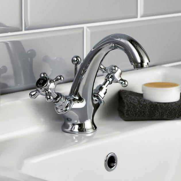 Claremont Topaz Hexagonal Collar Mono Basin Mixer Tap with Pop Up Waste