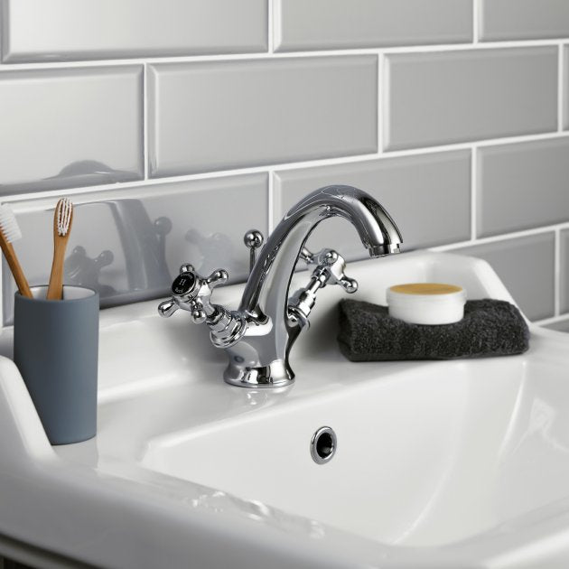 Claremont Topaz Hexagonal Collar Mono Basin Mixer Tap with Pop Up Waste