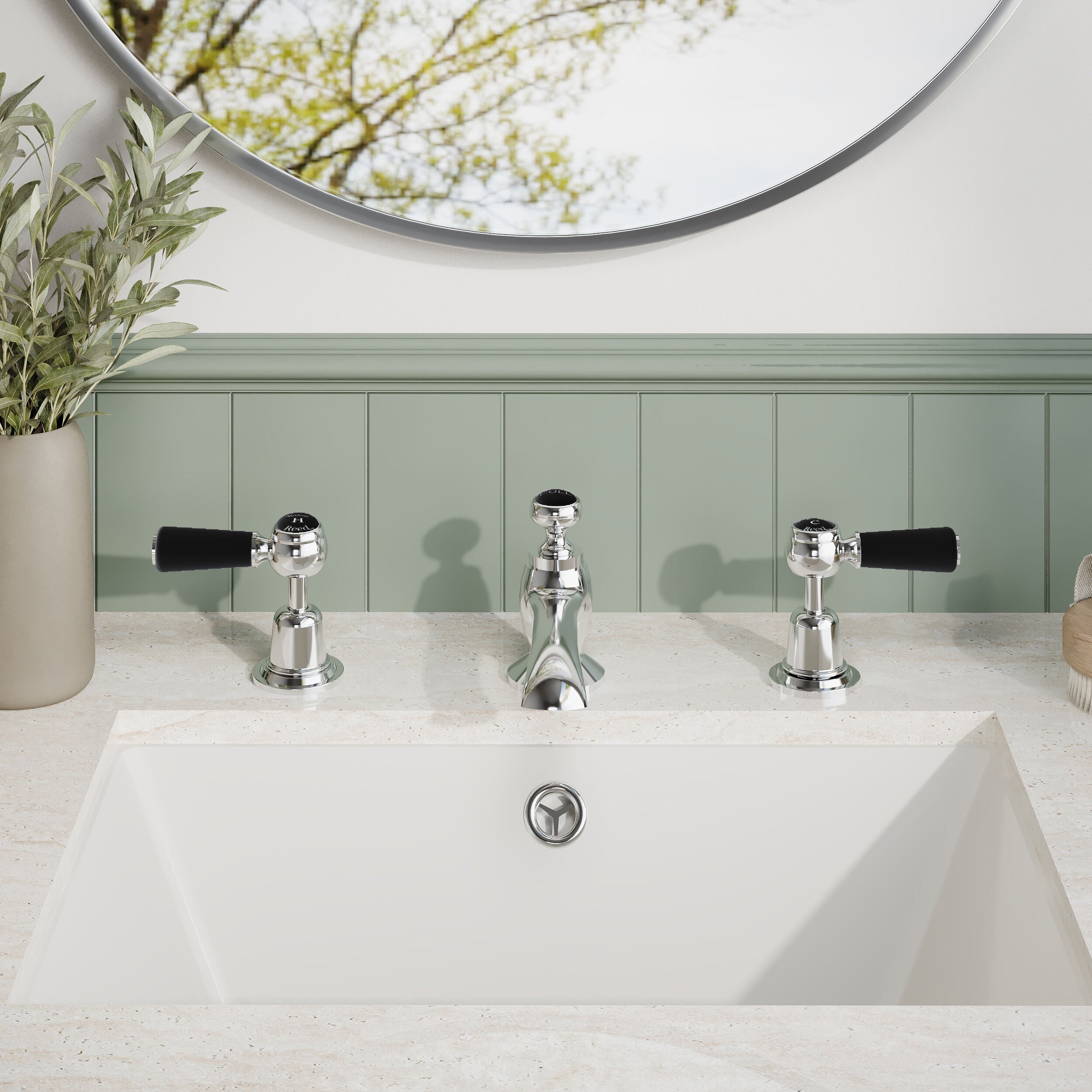 Claremont Topaz 3-Hole Deck Mounted Lever Basin Mixer Tap with Pop Up Waste