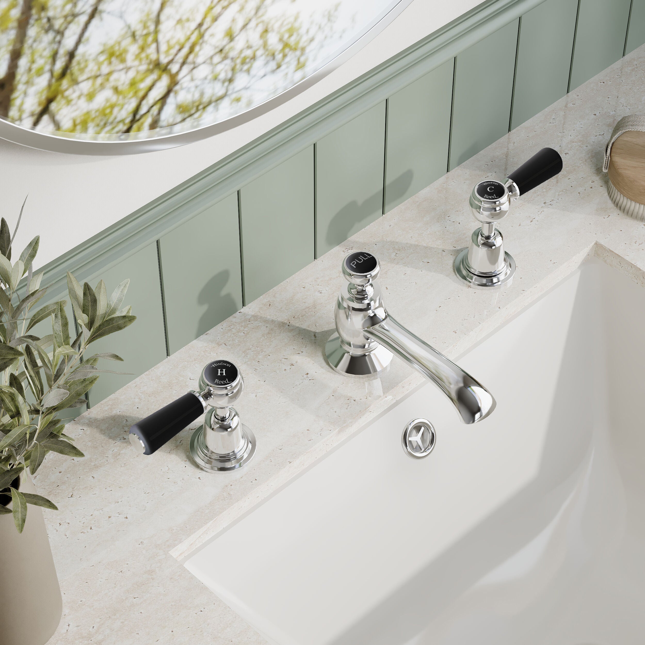 Claremont Topaz 3-Hole Deck Mounted Lever Basin Mixer Tap with Pop Up Waste