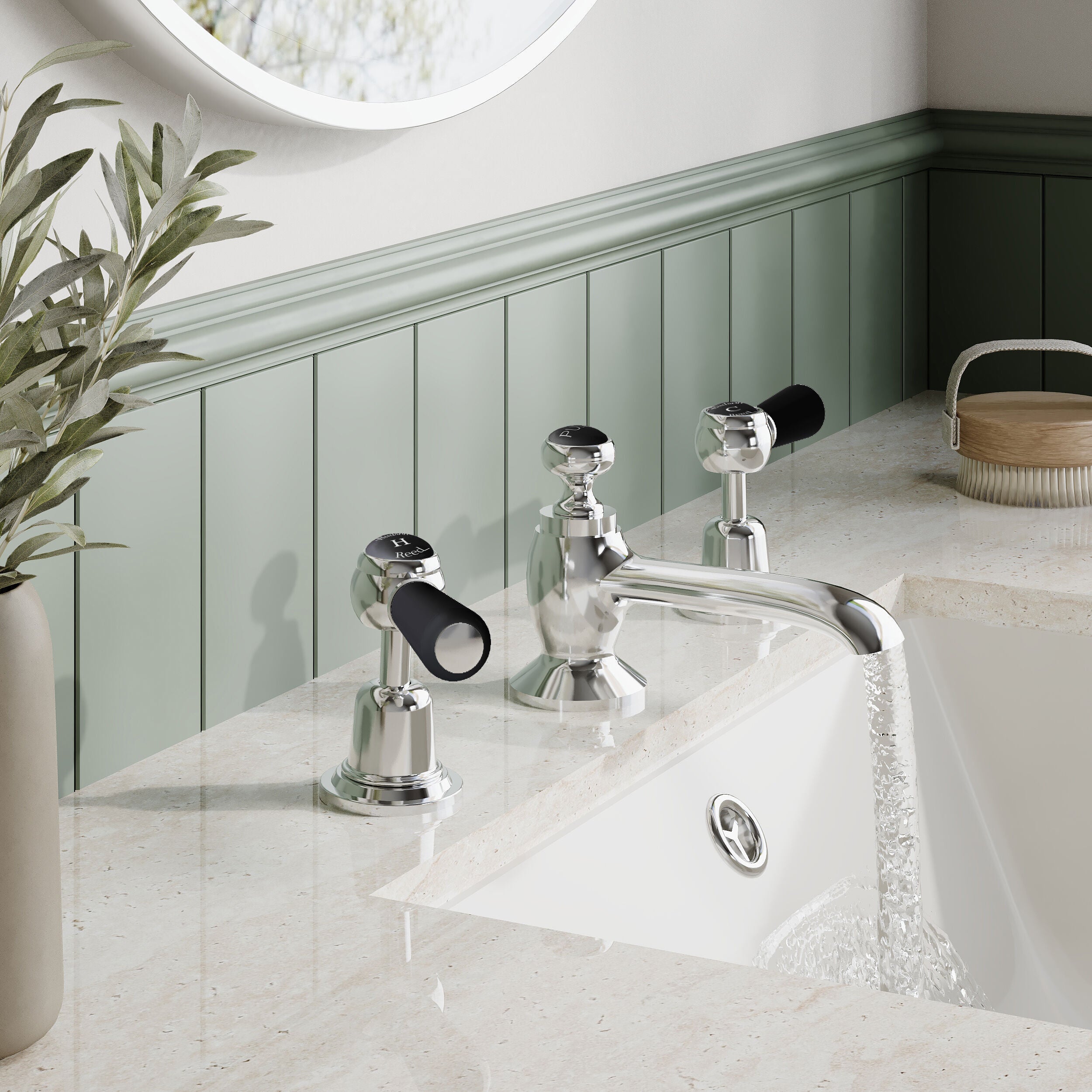 Claremont Topaz 3-Hole Deck Mounted Lever Basin Mixer Tap with Pop Up Waste
