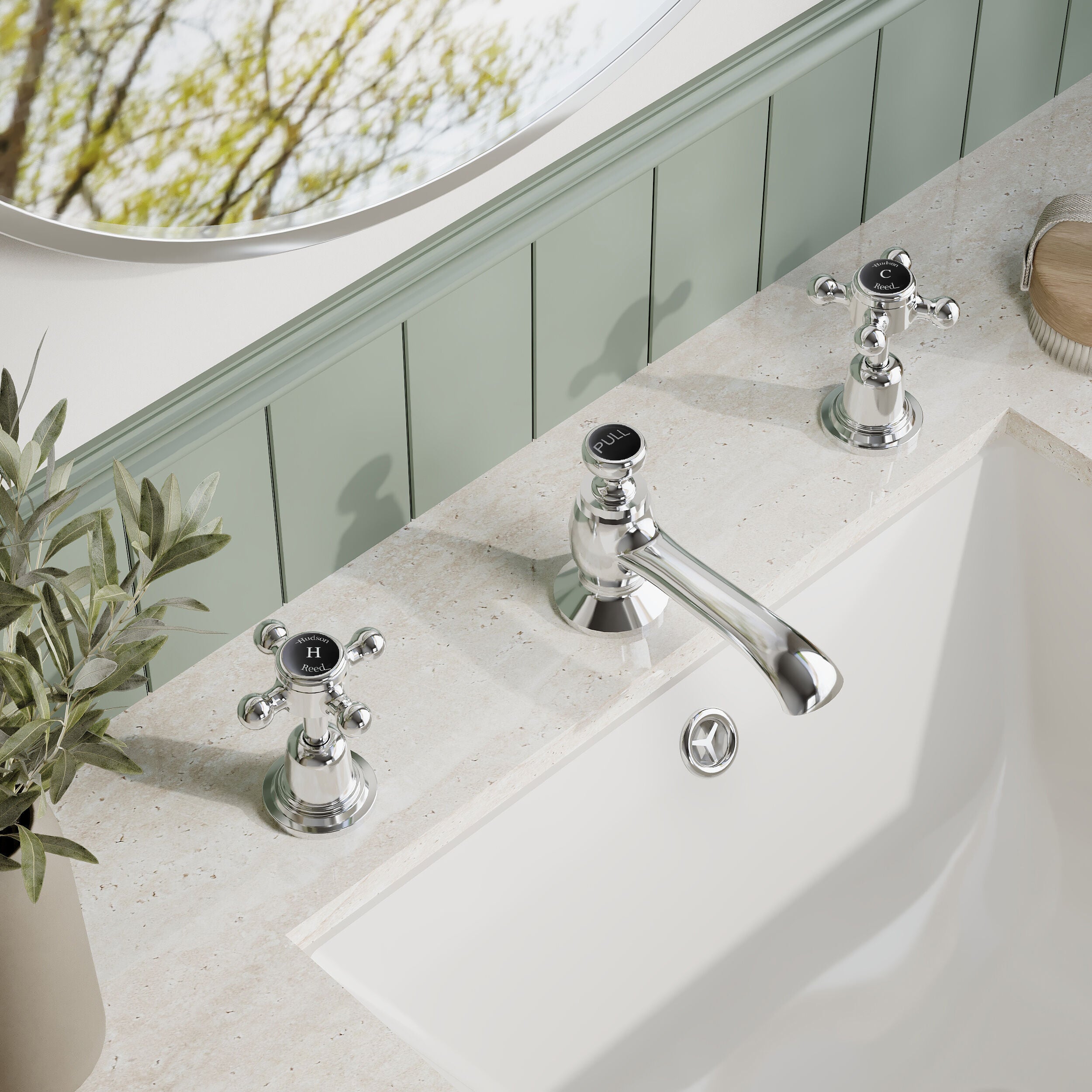 Claremont Topaz 3-Hole Deck Mounted Basin Mixer Tap with Pop Up Waste