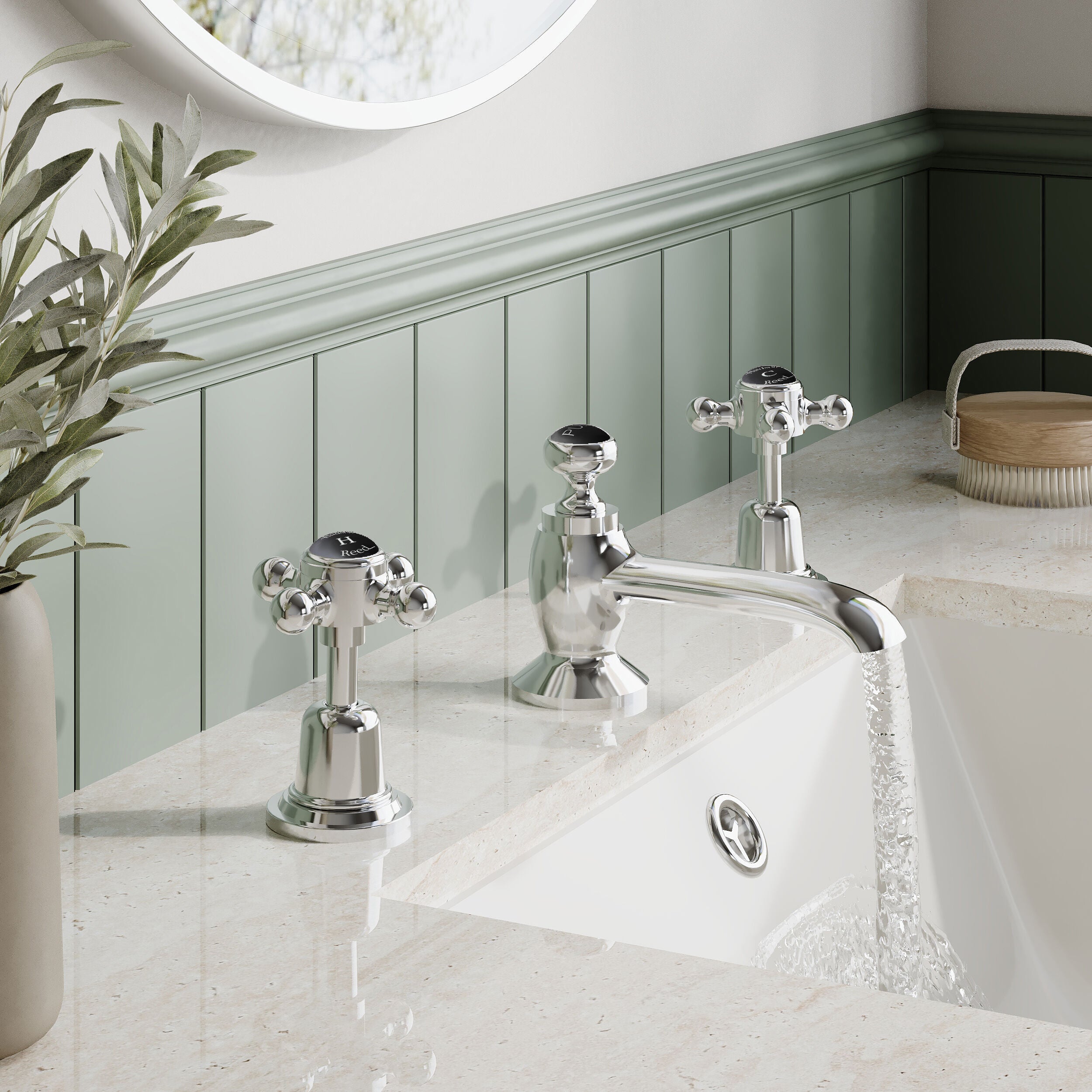 Claremont Topaz 3-Hole Deck Mounted Basin Mixer Tap with Pop Up Waste