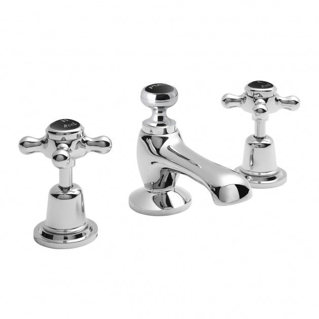 Claremont Topaz 3-Hole Deck Mounted Basin Mixer Tap with Pop Up Waste