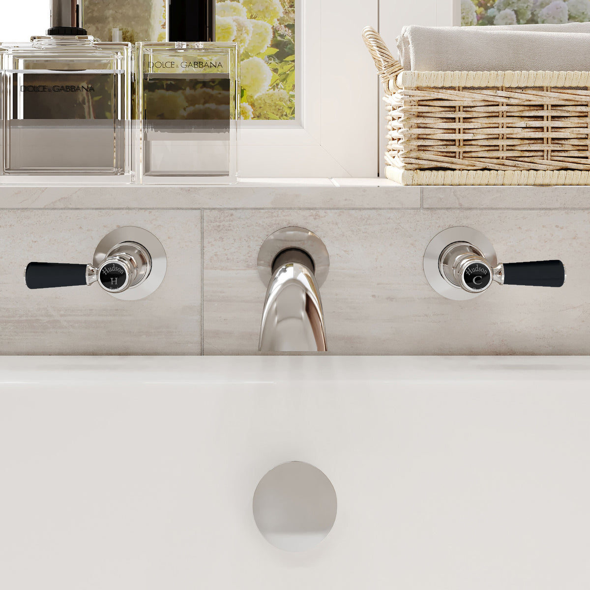 Claremont Topaz Dome Collar Lever Wall Mounted Bath Filler Tap