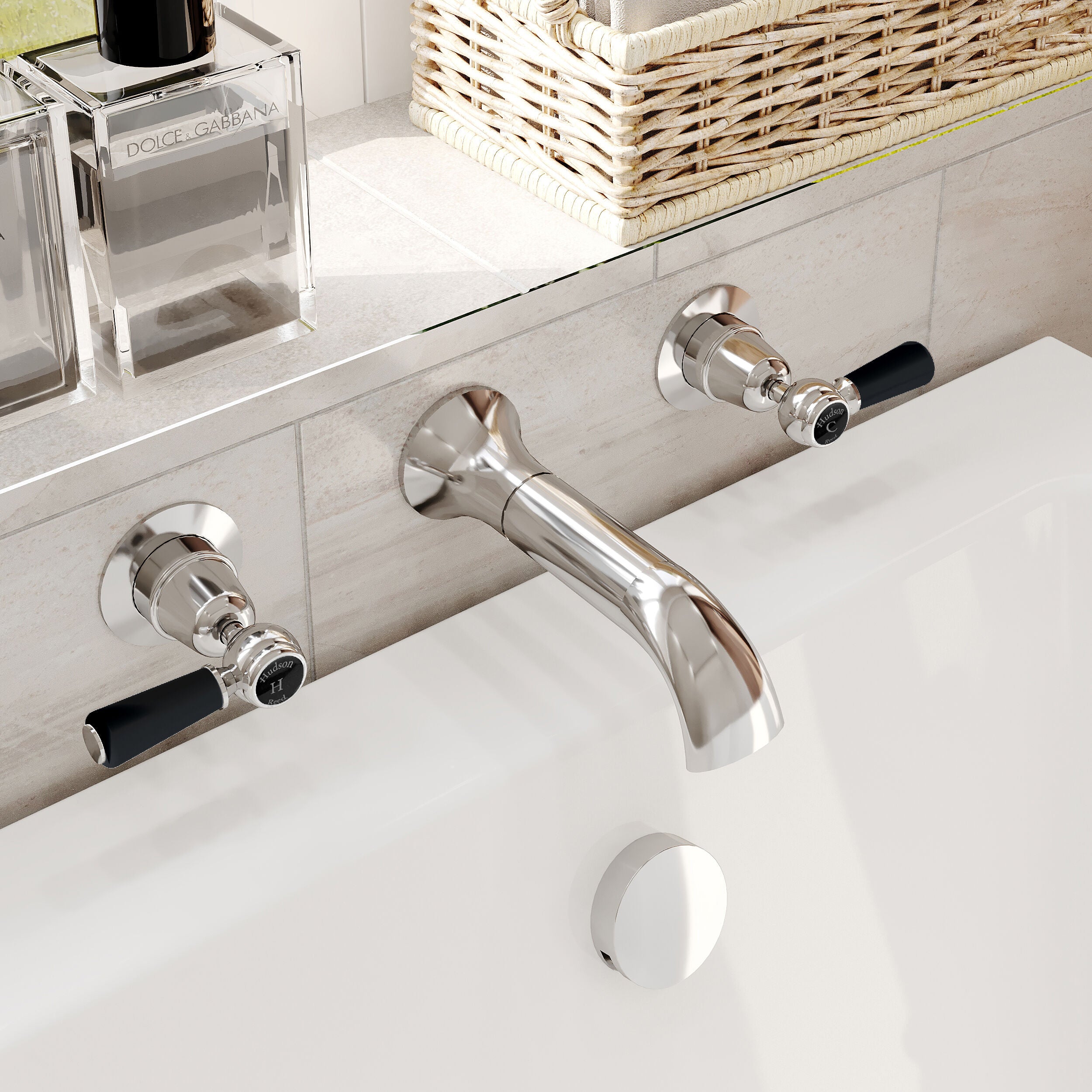 Claremont Topaz Dome Collar Lever Wall Mounted Bath Filler Tap