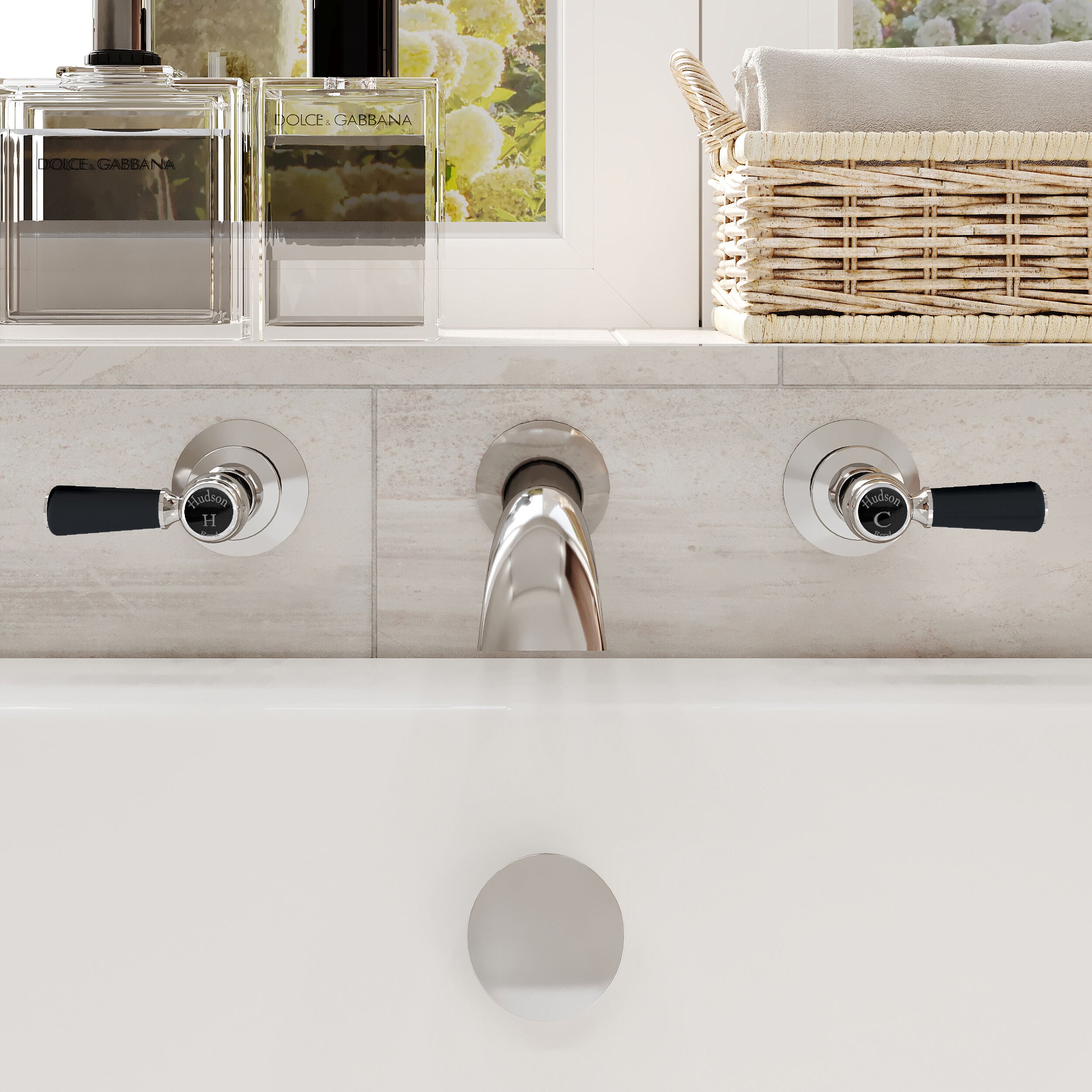Claremont Topaz 3 Hole Dual Lever Wall Mounted Bath Filler Tap