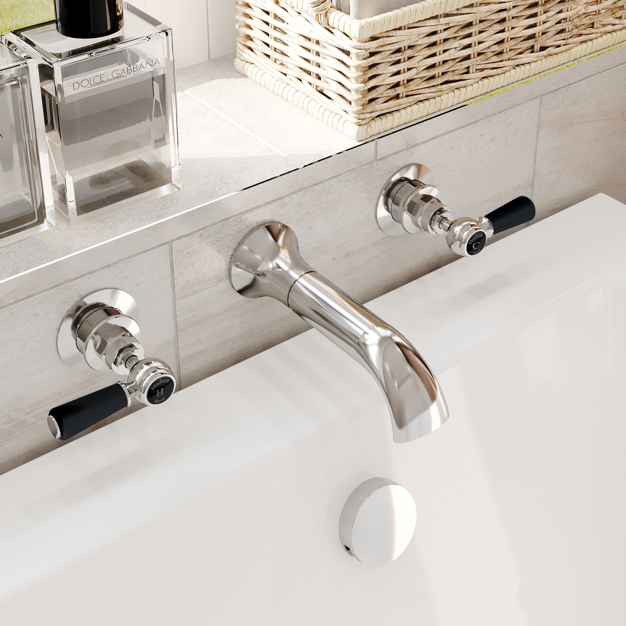 Claremont Topaz 3 Hole Dual Lever Wall Mounted Bath Filler Tap
