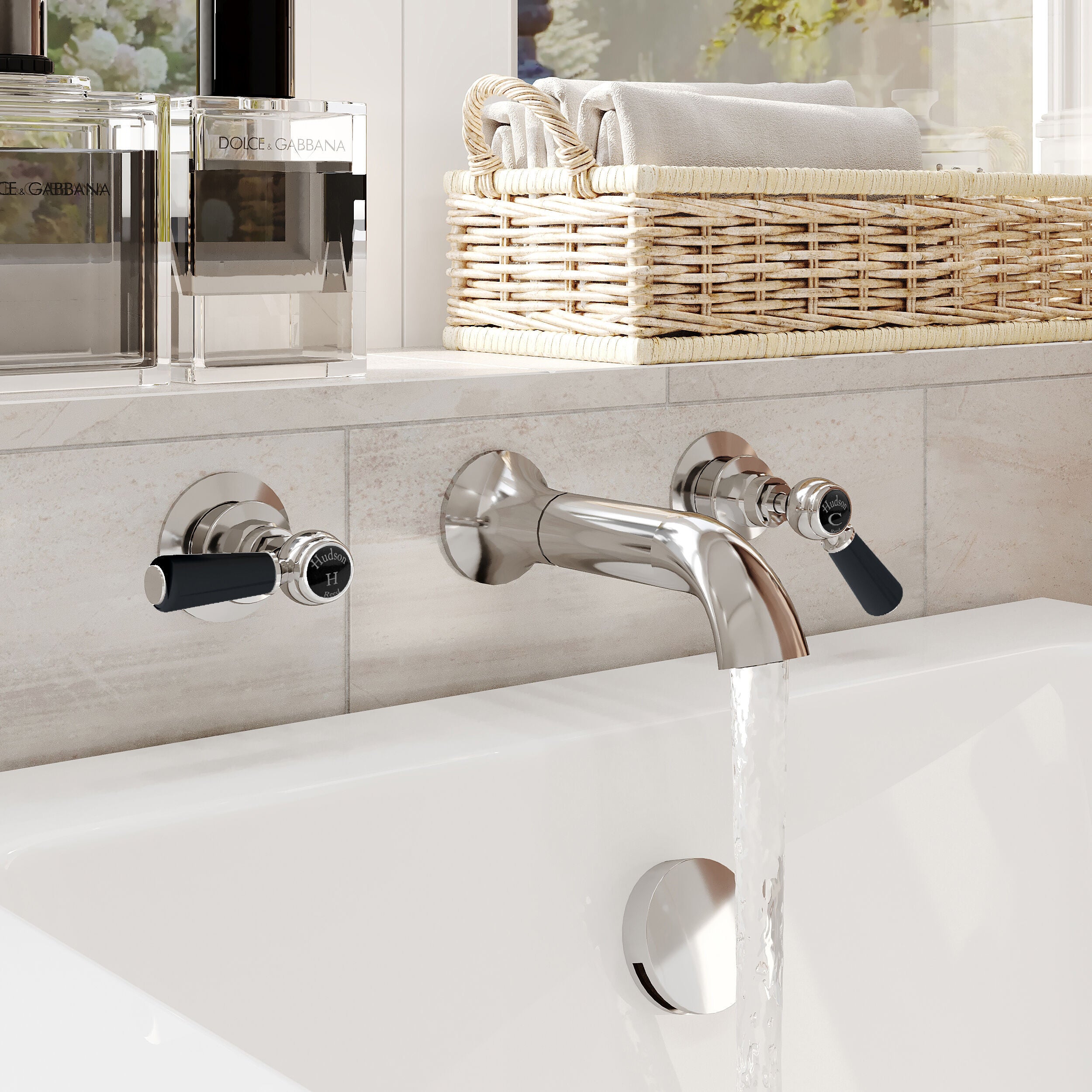 Claremont Topaz 3 Hole Dual Lever Wall Mounted Bath Filler Tap