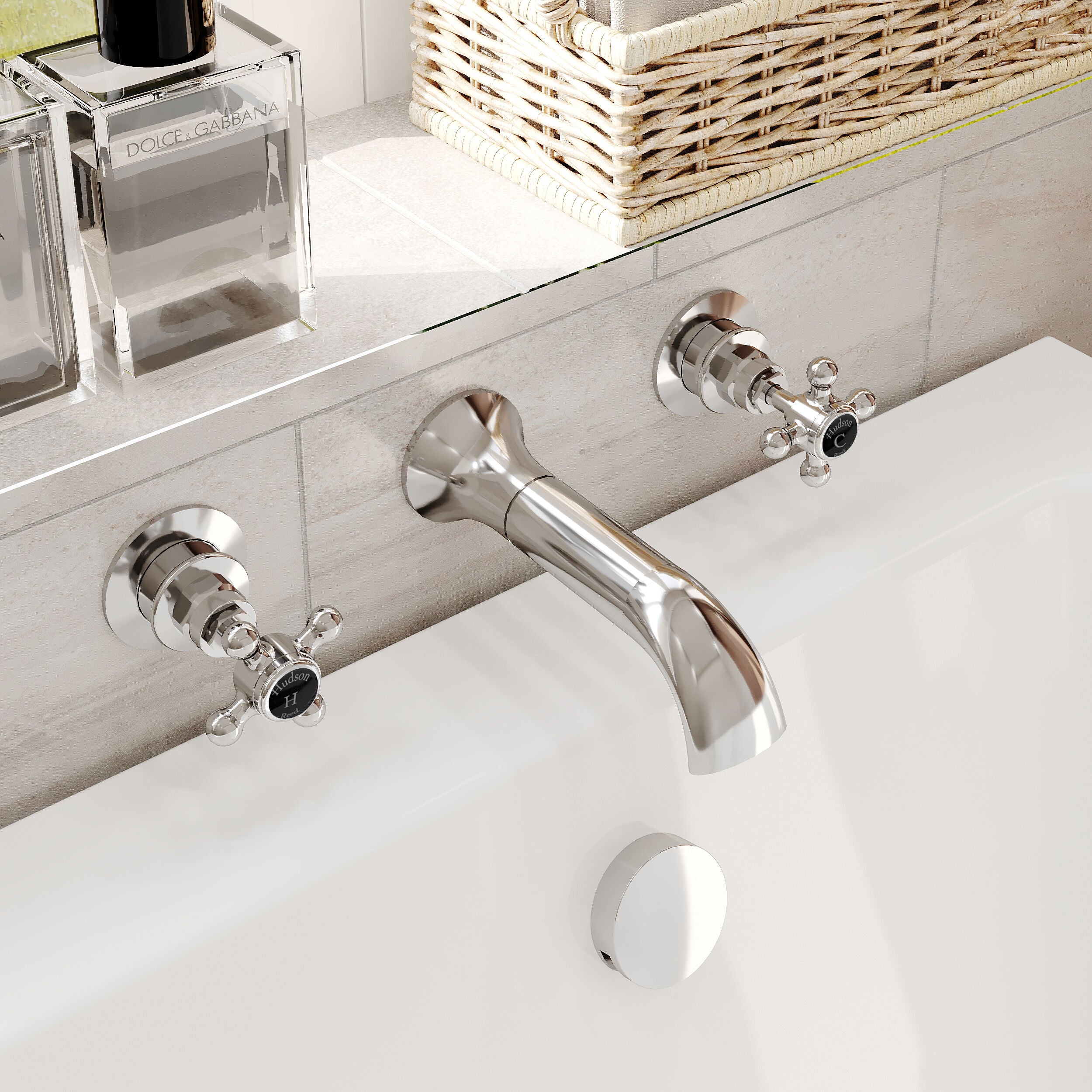 Claremont Topaz Crosshead 3 Hole Wall Mounted Bath Filler Tap