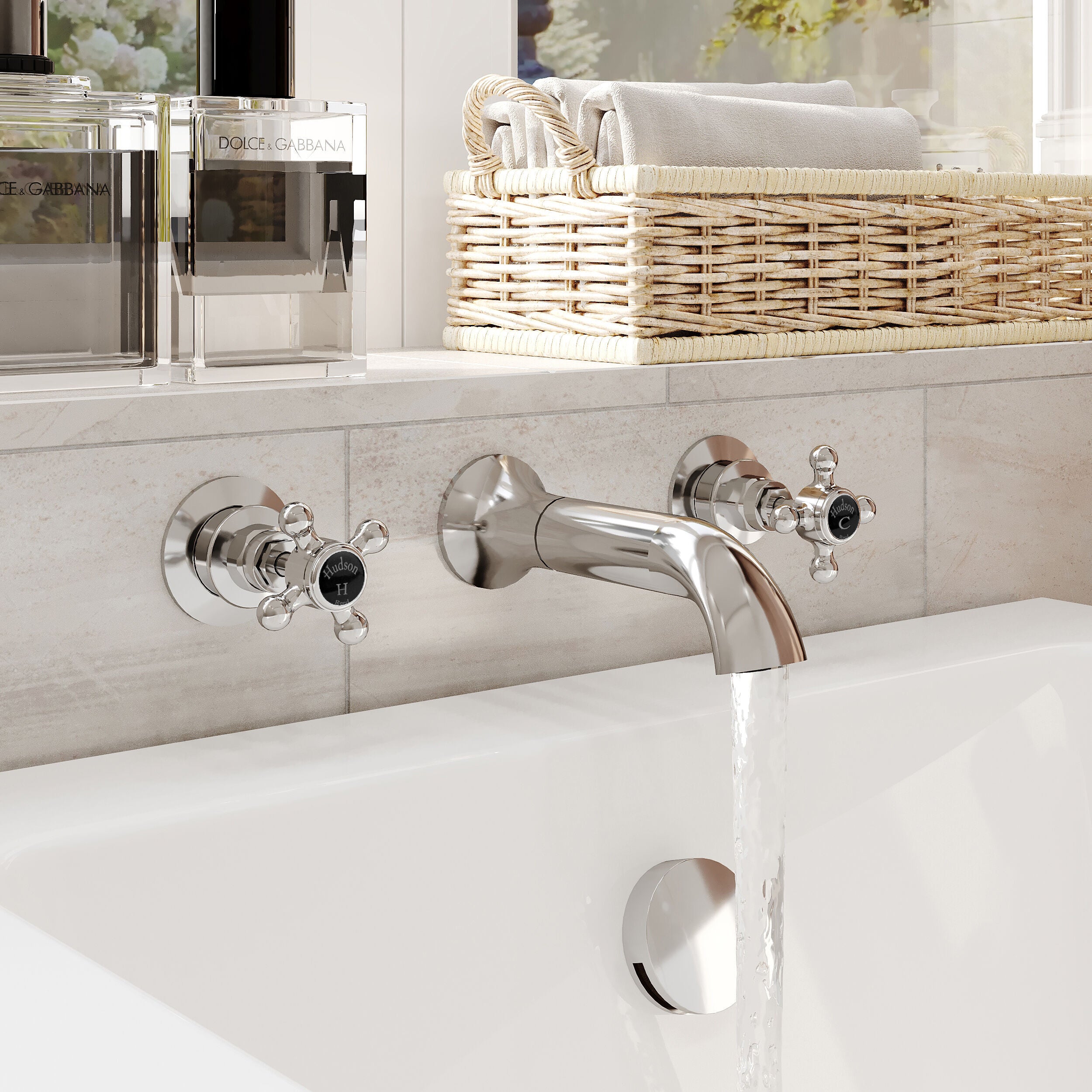 Claremont Topaz Crosshead 3 Hole Wall Mounted Bath Filler Tap