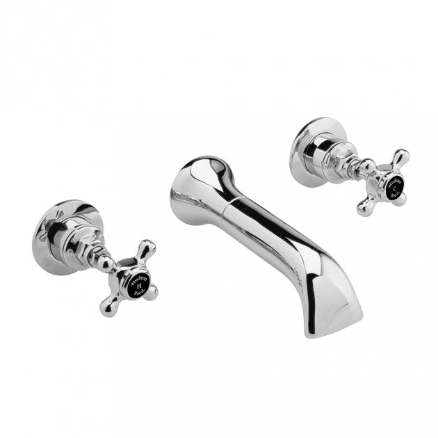 Claremont Crosshead Topaz 3-Hole Wall Mounted Basin Mixer Tap