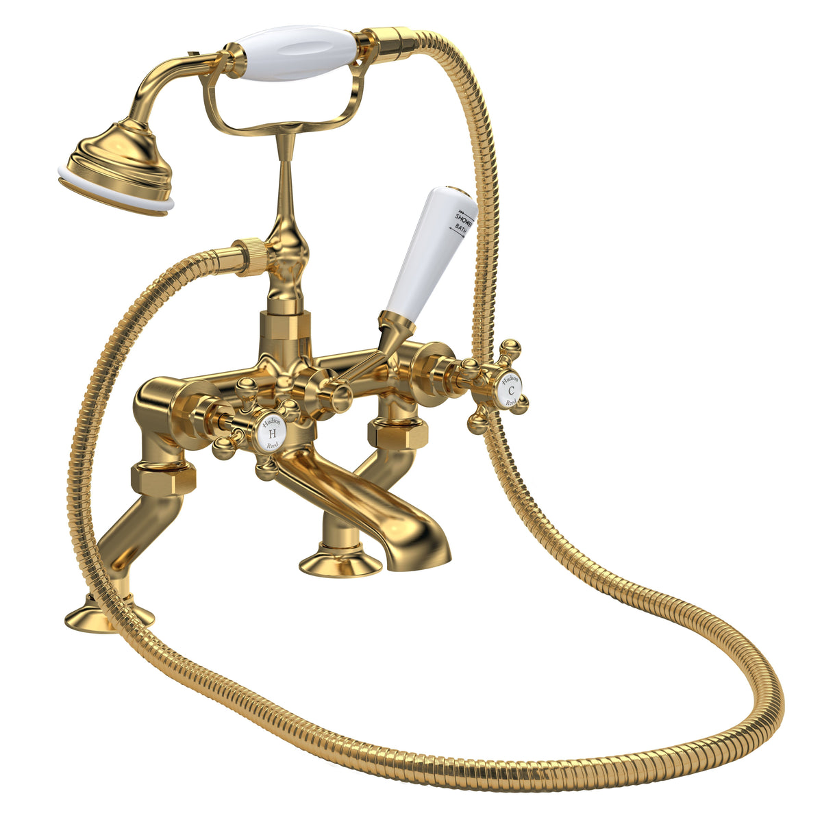 Claremont Collar Bath Shower Mixer Tap with Handset - Brushed Brass