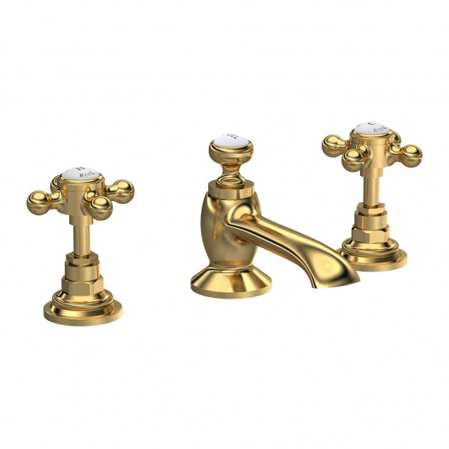 Claremont Topaz Hexagonal Collar 3 Hole Basin Mixer Tap with Pop Up Waste