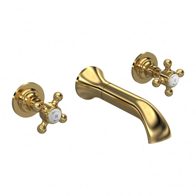 Claremont Crosshead Topaz 3-Hole Wall Mounted Basin Mixer Tap