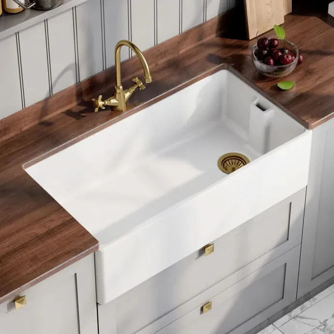 Inspire Single Bowl Belfast Sink With Offset Waste And Weir Overflow
