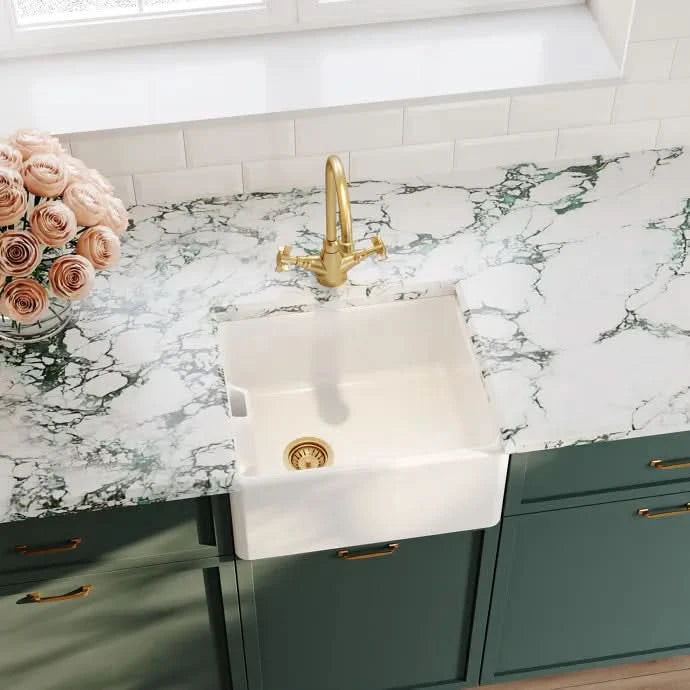 Inspire Single Bowl Belfast Sink With Offset Waste And Weir Overflow